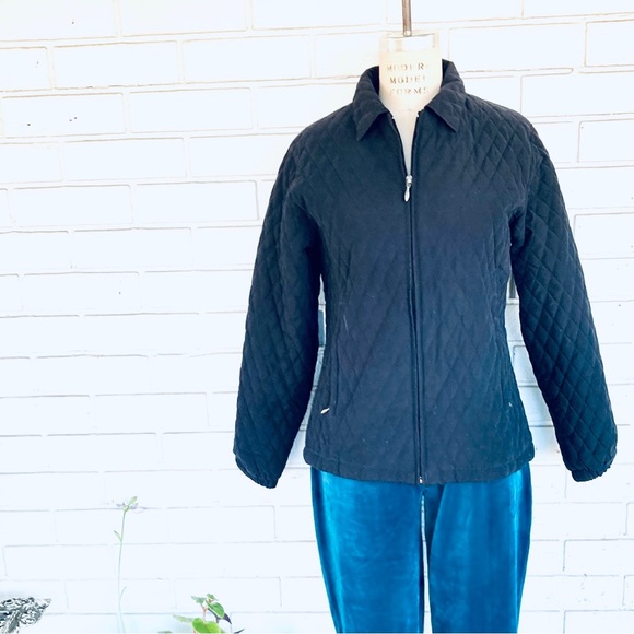 Page and Tuttle Black Small Petite Quilted Jacket Coat - Picture 4 of 13